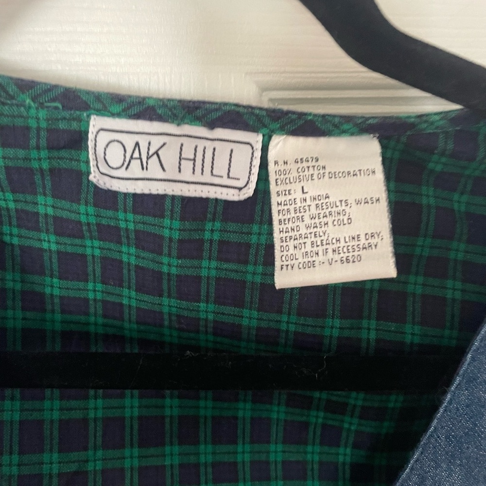 Oak Hill Advanatge Patchwork Denim Vest with Floral and Plaid Patterns Large - Picture 2 of 3